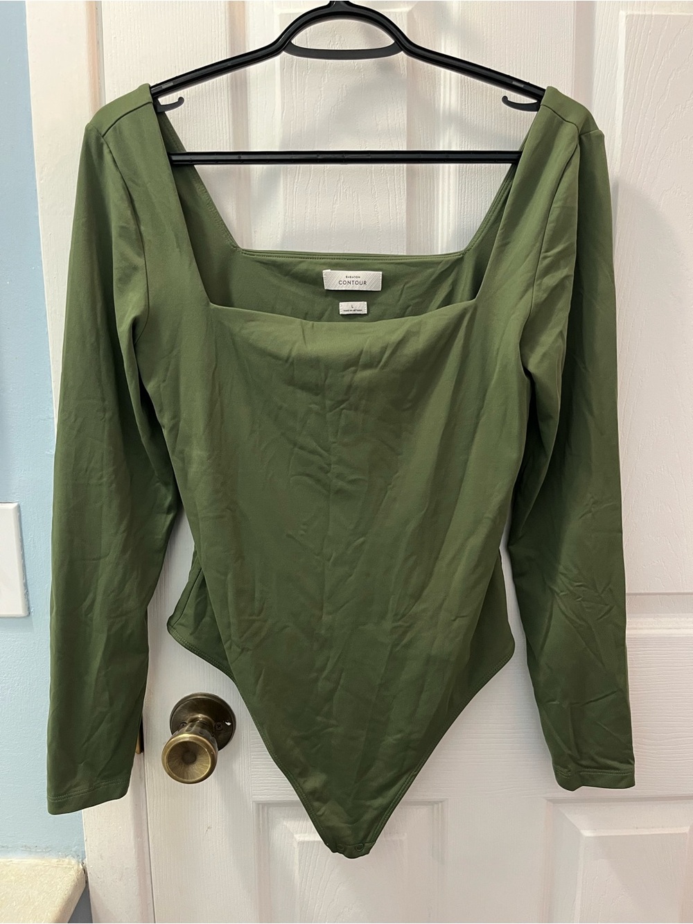 Aritzia Women’s Babaton Contour Olive Long-Sleeve Square-Neck Bodysuit - Size L
